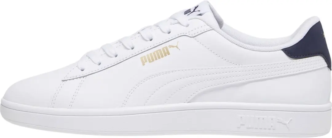 PUMA Smash 3.0 L Unisex Sneakers - 45 - Wit/Navy/Goud - afbeelding 3 van 6