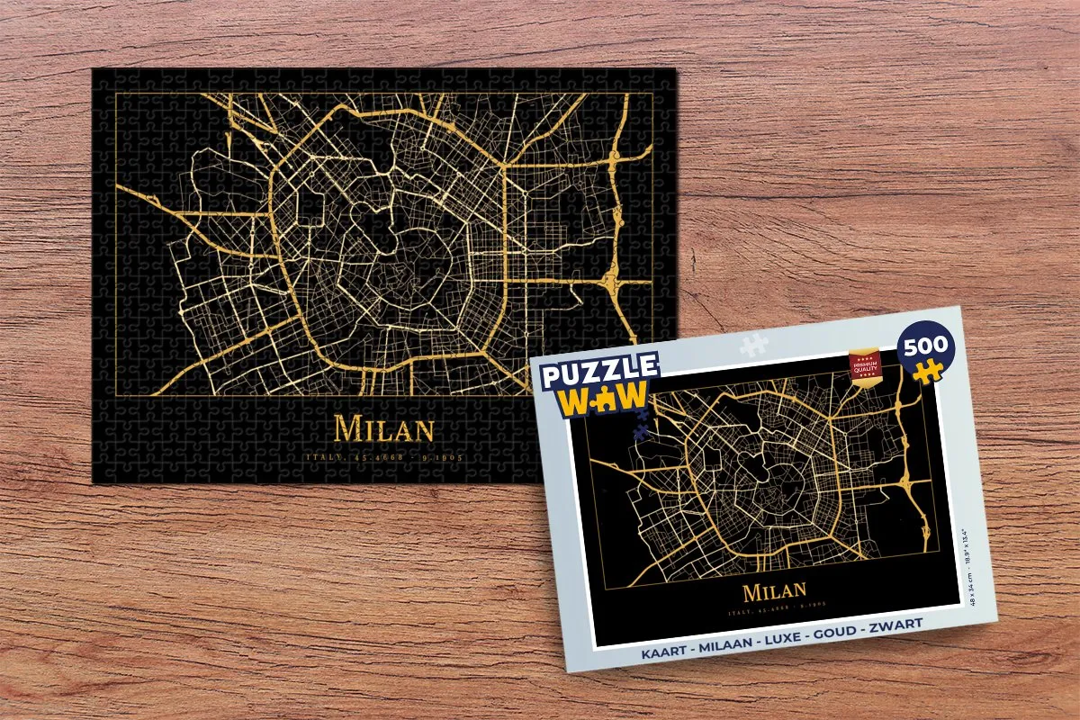 PuzzleWow Milaan Luxe Puzzel 500 Stuks - Goud/Zwart - MPN 7434313190180