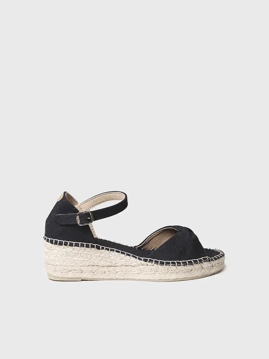 Espadrille met gebogen sleehak