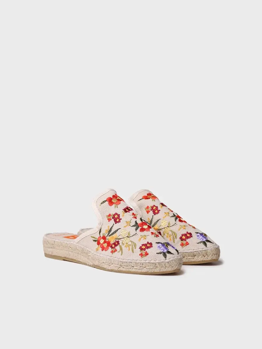 Geborduurde espadrille met open rug voor dames