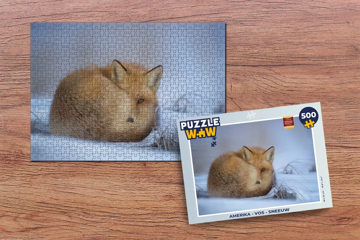 PuzzleWow Amerika Vos Sneeuw Legpuzzel 500 Stuks - Multicolor