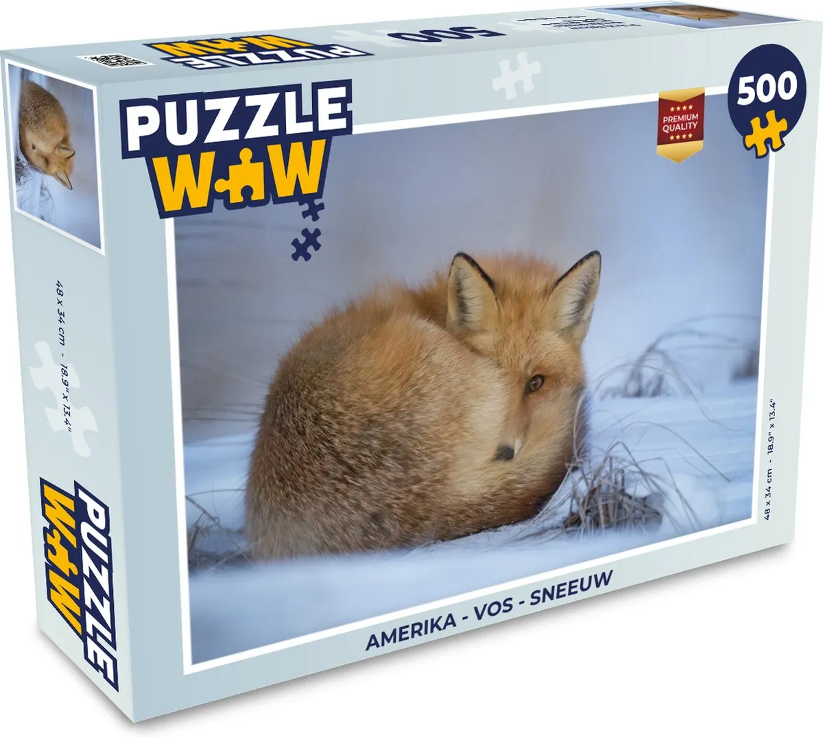 PuzzleWow Amerika Vos Sneeuw Legpuzzel 500 Stuks