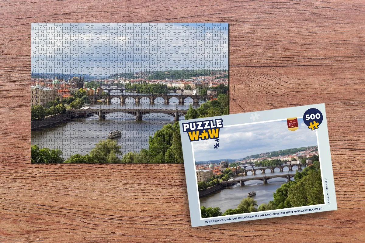 PuzzleWow Wolken Praag Bruggen Legpuzzel 500 Stuks - Multicolor