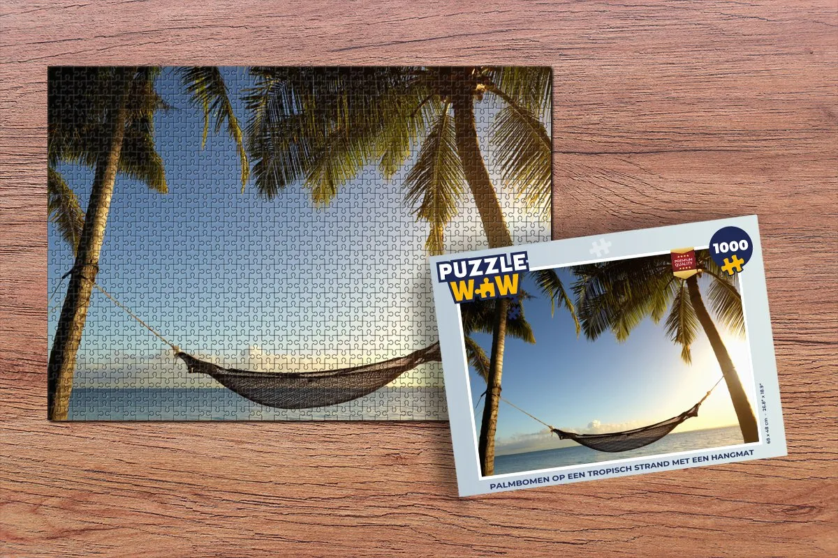PuzzleWow Legpuzzel 1000 Stuks - Palmbomen & Strand - Multicolor