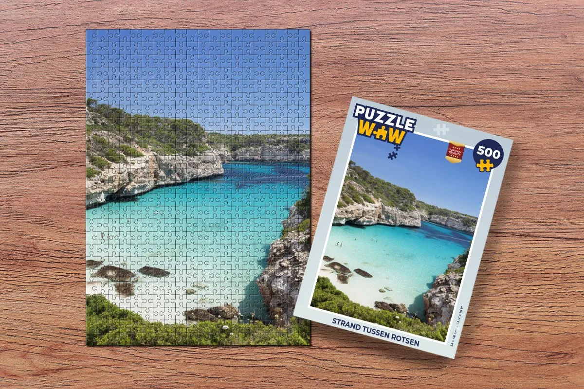 PuzzleWow Strand tussen rotsen Legpuzzel 500 Stuks - Multicolor