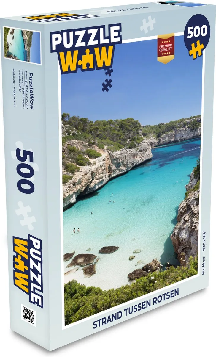 PuzzleWow Strand tussen rotsen Legpuzzel 500 Stuks