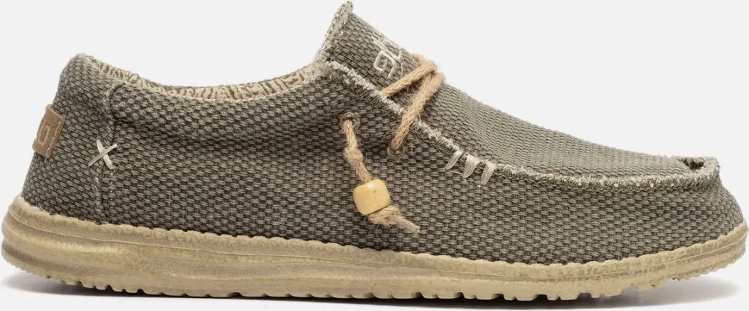 HEYDUDE Wally Braided Instappers groen Canvas