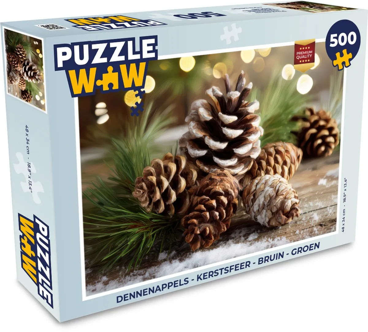 PuzzleWow Dennenappels Kerstsfeer Puzzel 1000 Stuks - Bruin/ Groen