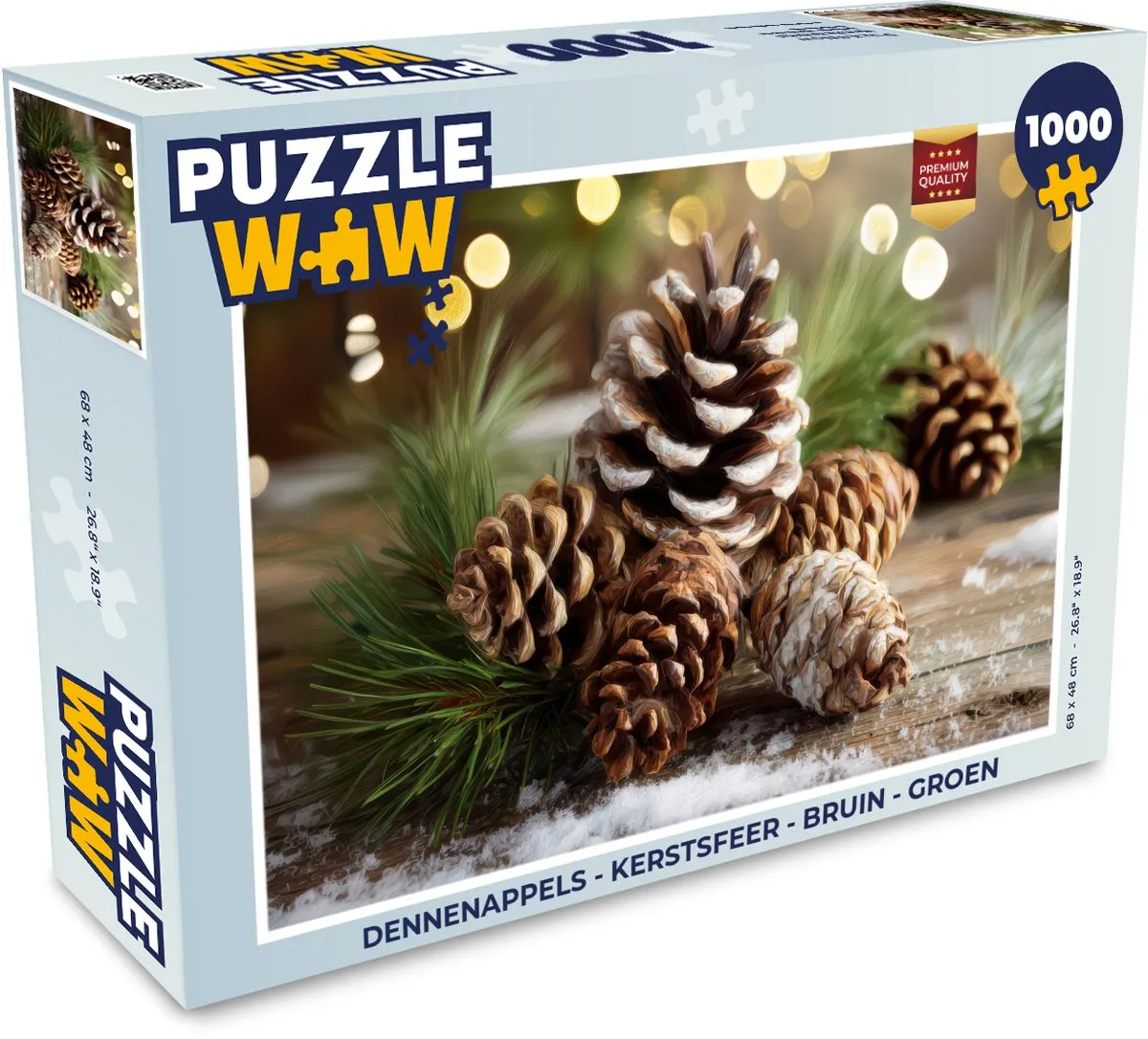PuzzleWow Dennenappels Kerstsfeer Puzzel 1000 Stuks