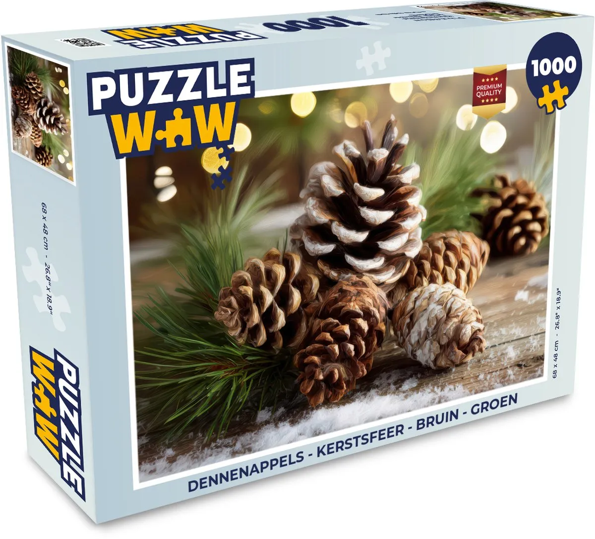 PuzzleWow Dennenappels Kerstsfeer Puzzel 1000 Stuks - Bruin/ Groen