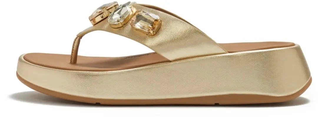 FitFlop FitFlop F-Mode Ultra-Jewel Leather Toe-Post Sandals BRUIN