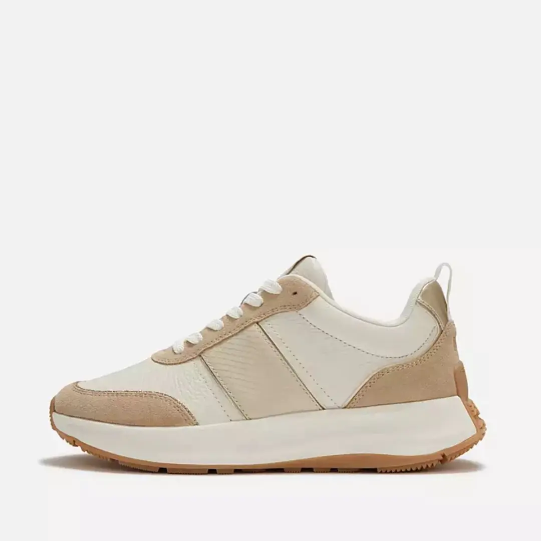 FitFlop F-Mode Flow Snake Glitter Trainers BEIGE