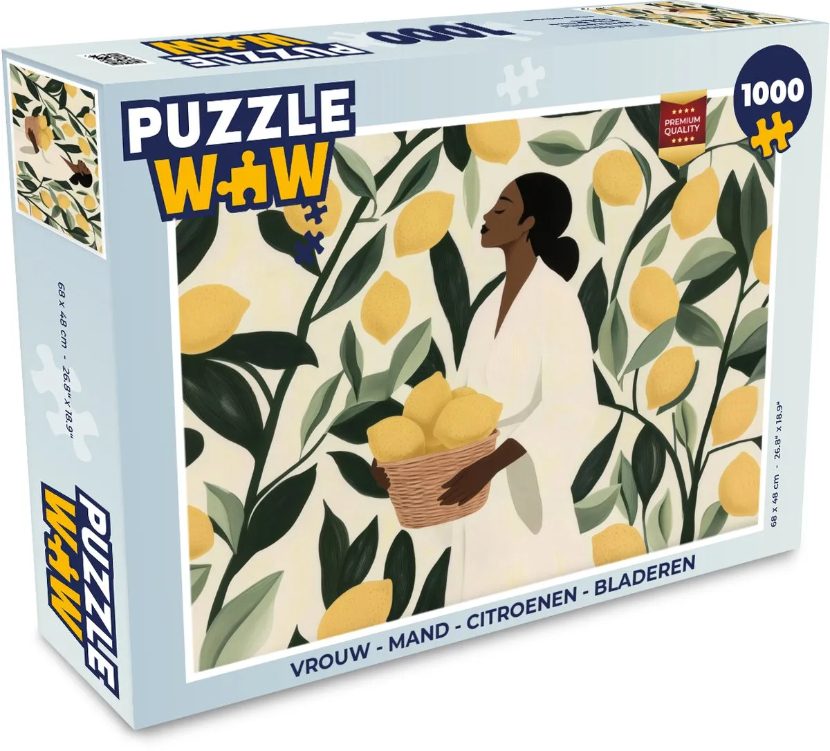 PuzzleWow Legpuzzel 1000 Stuks - Vrouw Citroenen Bladeren