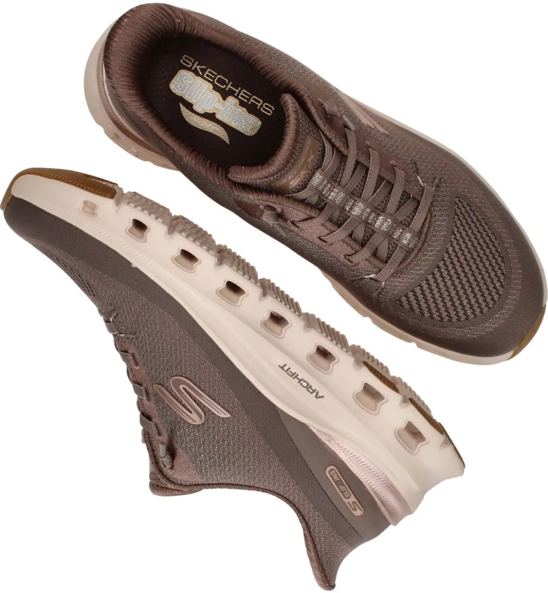 Skechers ARCH FIT Glide-Step Pro-Golde Dames Instappers 39 - Bruin/Goud - afbeelding 4 van 6