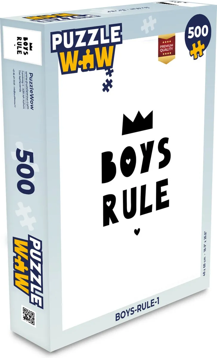 PuzzleWow Puzzel Boys Rule 500 Stuks - Multicolor