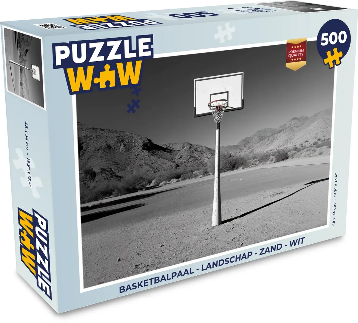 PuzzleWow Basketbalpaal Landschap Puzzel 500 Stuks - Wit