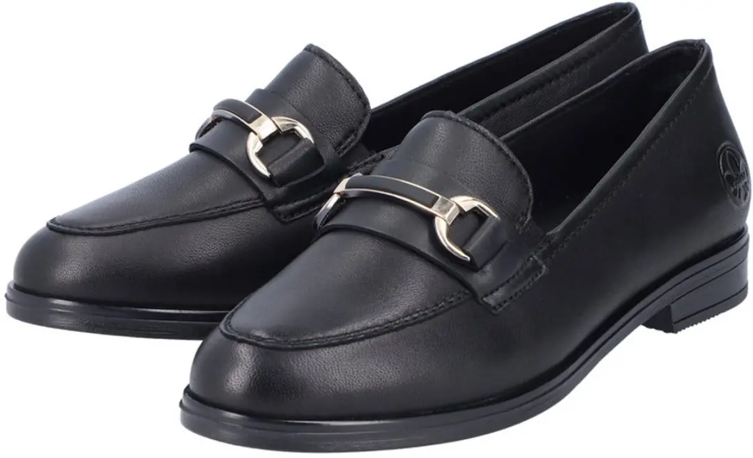 RIEKER 46262-01 zwart instapper bitje dames leer