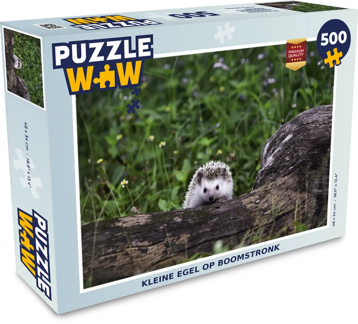 PuzzleWow Legpuzzel Kleine egel op boomstronk 500 Stuks - Multicolor