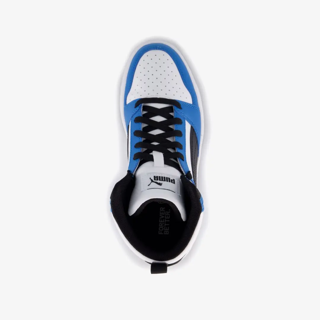 PUMA Rebound V6 Mid Jr Sneakers - 36 - Wit/Zwart/Blauw - afbeelding 6 van 6