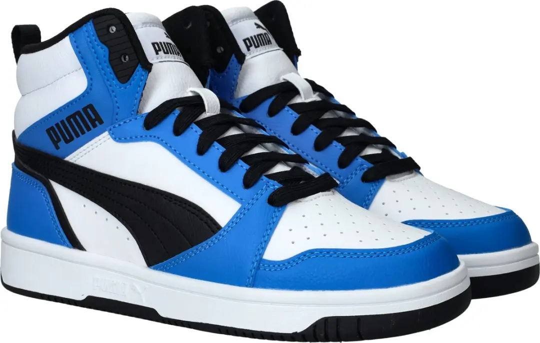 PUMA Rebound V6 Mid Jr Sneakers - 36 - Wit/Zwart/Blauw - afbeelding 4 van 6