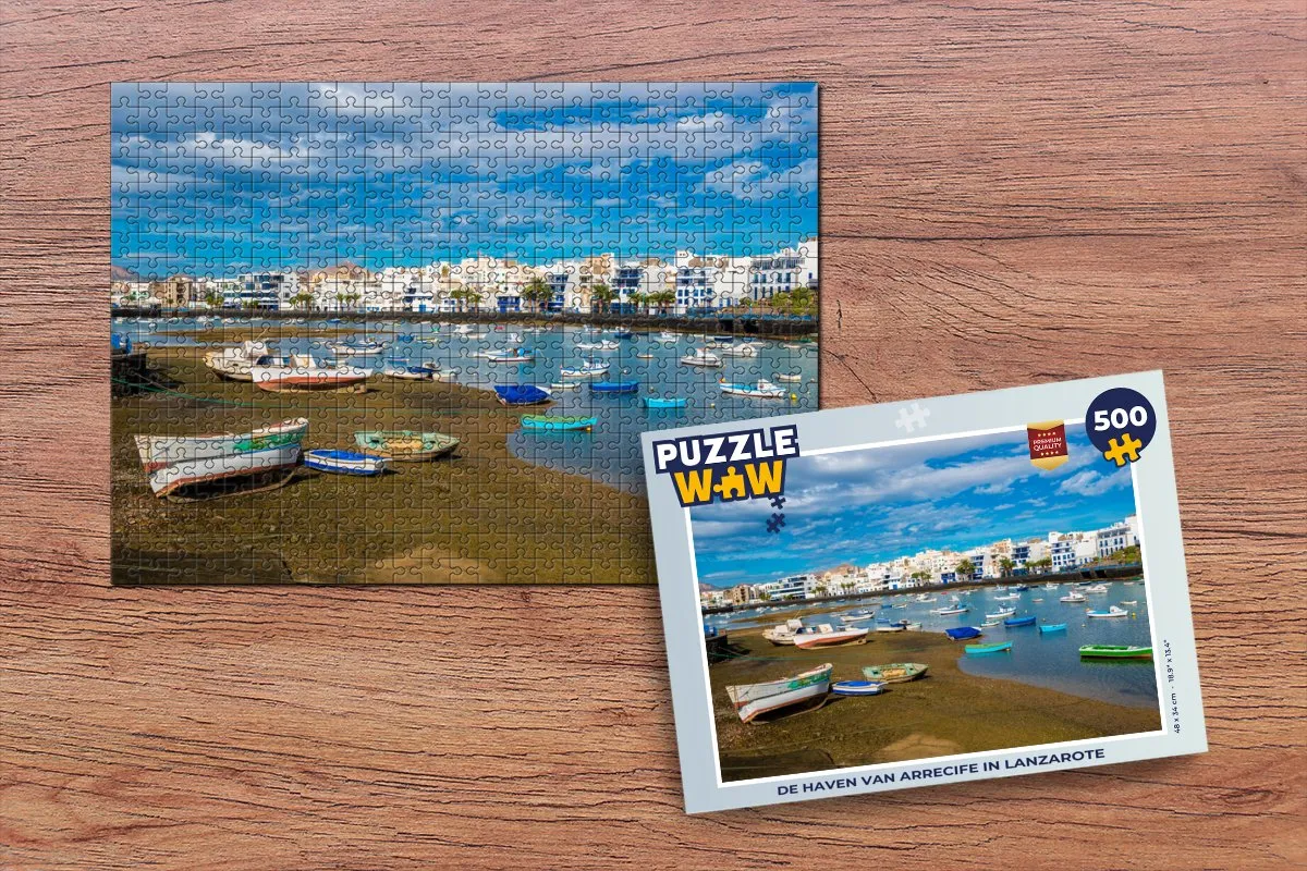 PuzzleWow De haven van Arrecife in Lanzarote - Legpuzzel 500 Stuks - Multicolor
