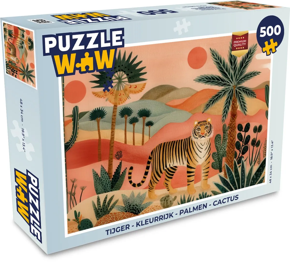 PuzzleWow Tijger Palmen Cactus Legpuzzel 500 Stuks