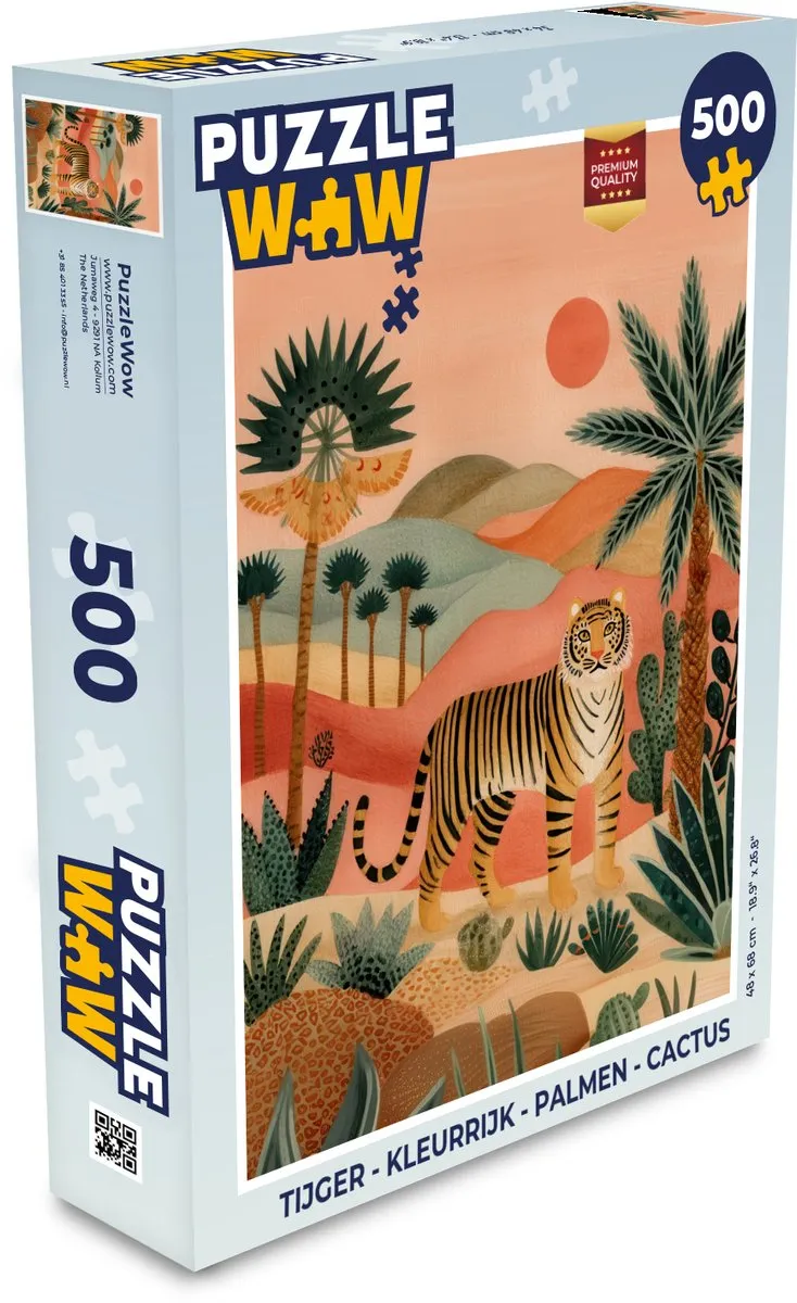 PuzzleWow Tijger Palmen Cactus Legpuzzel 500 Stuks