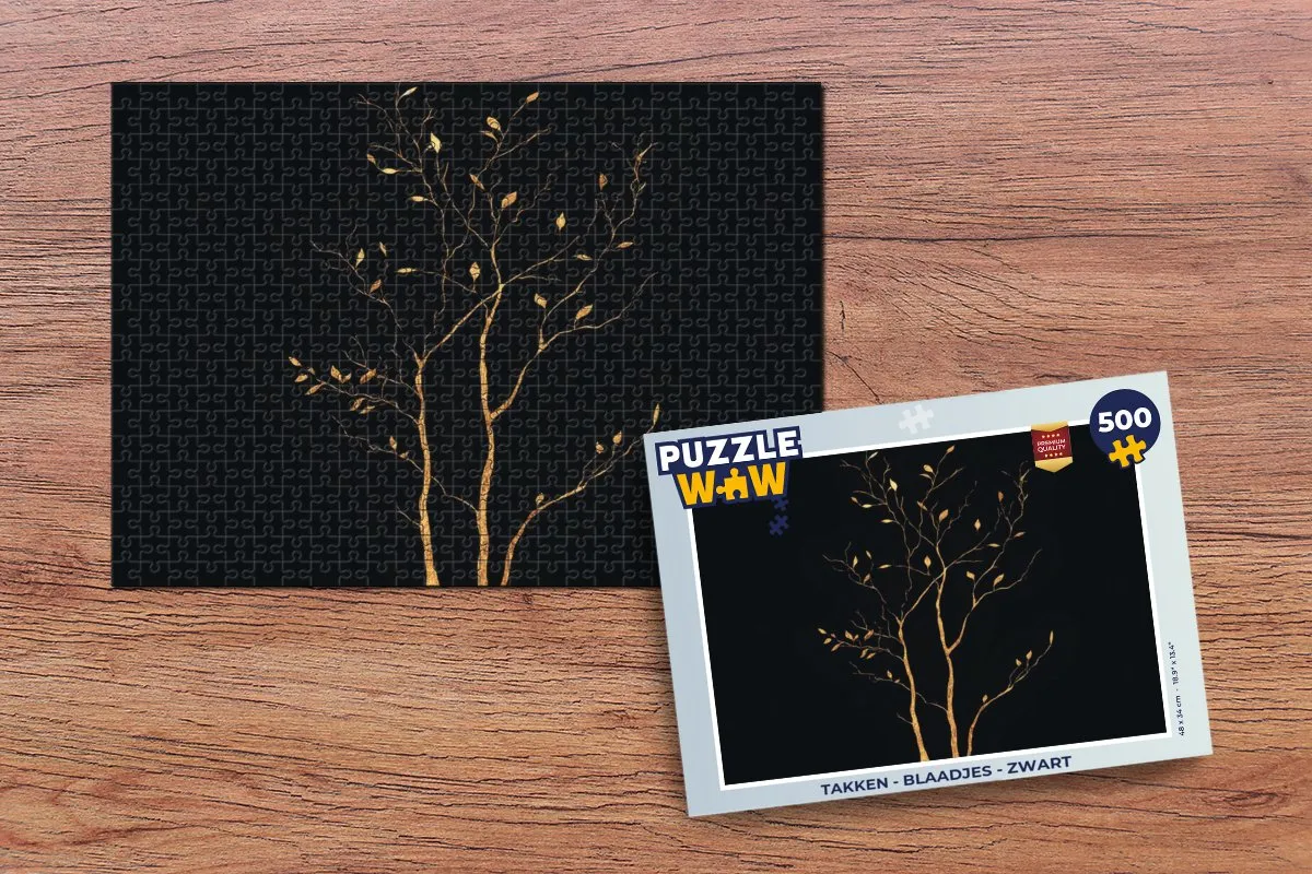 PuzzleWow Legpuzzel 500 Stuks - Takken & Blaadjes - Zwart