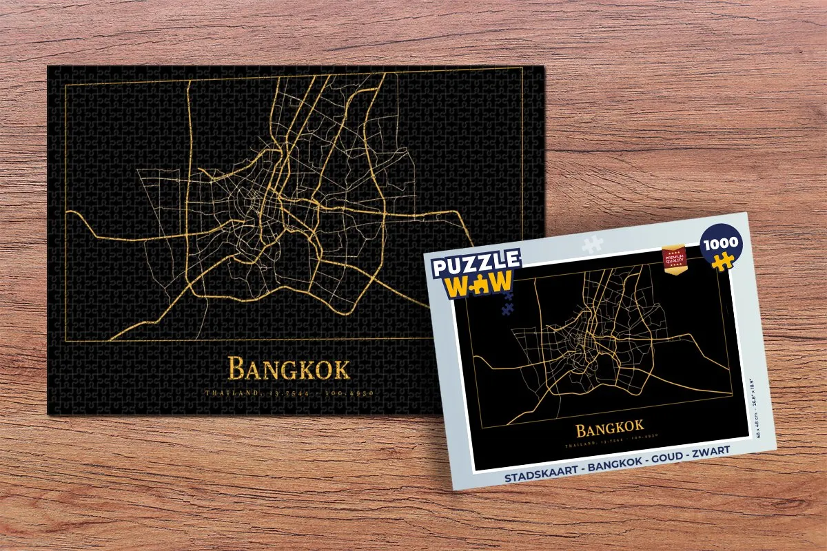 PuzzleWow Bangkok Legpuzzel 1000 Stuks - Goud/Zwart
