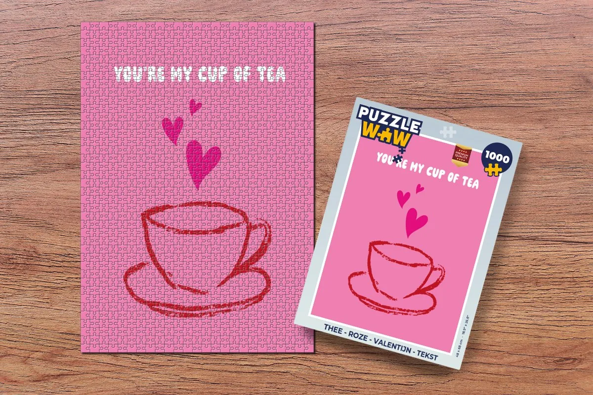 PuzzleWow Valentijn Thee Legpuzzel 1000 Stuks - Roze