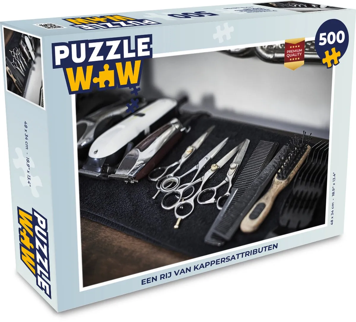PuzzleWow Legpuzzel Een rij van kappersattributen 500 Stuks - Multicolor