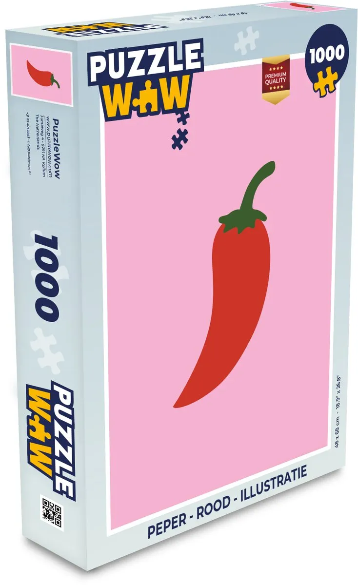 PuzzleWow Peper Legpuzzel 1000 Stuks - Rood