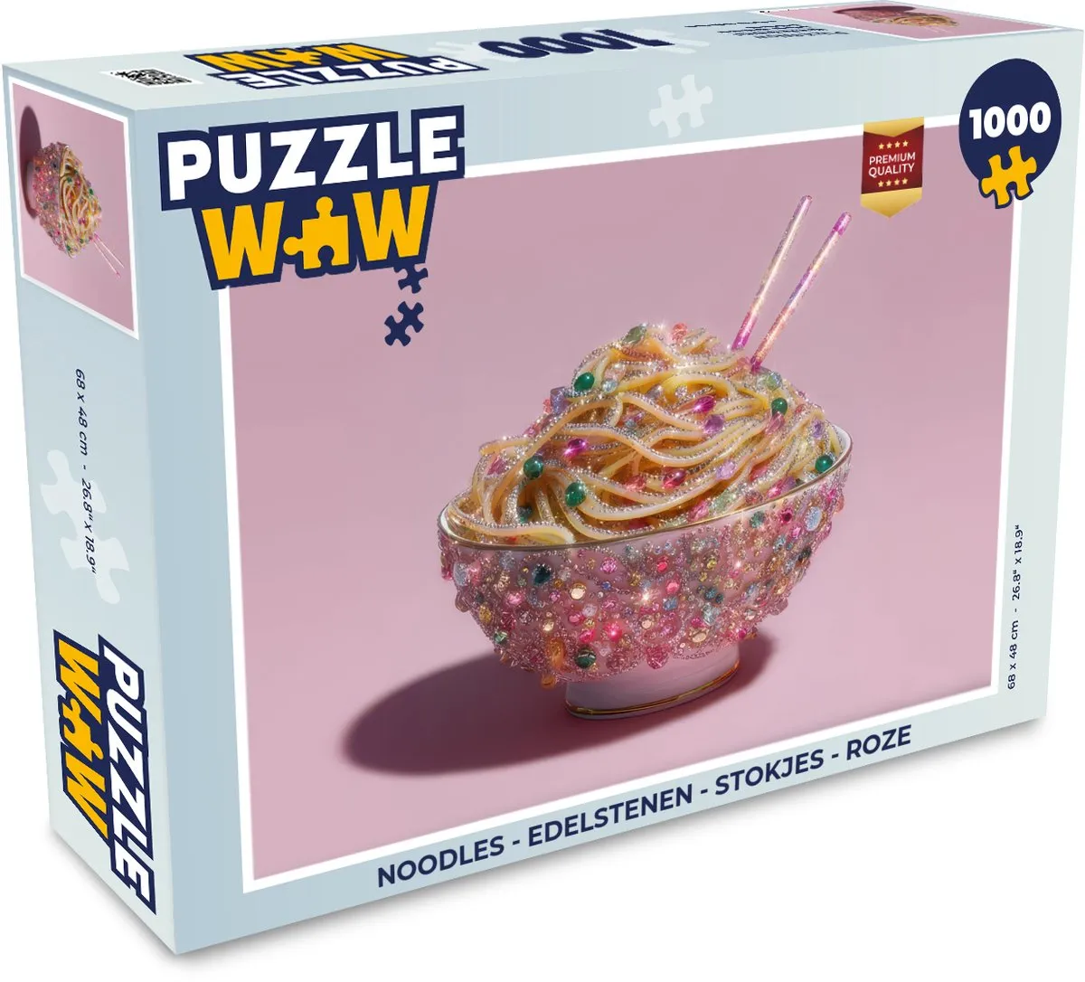 PuzzleWow Noodles Edelstenen Legpuzzel 1000 Stuks - Roze