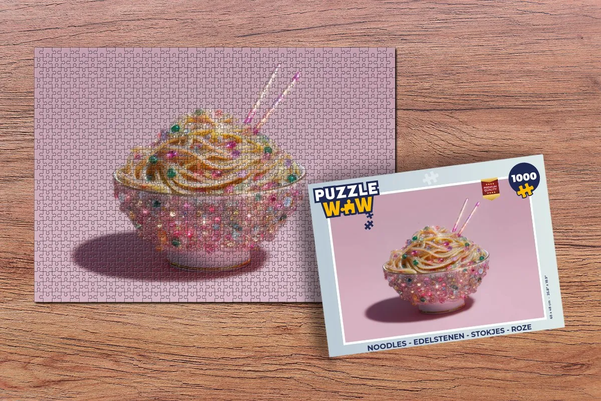 PuzzleWow Noodles Edelstenen Legpuzzel 1000 Stuks - Roze