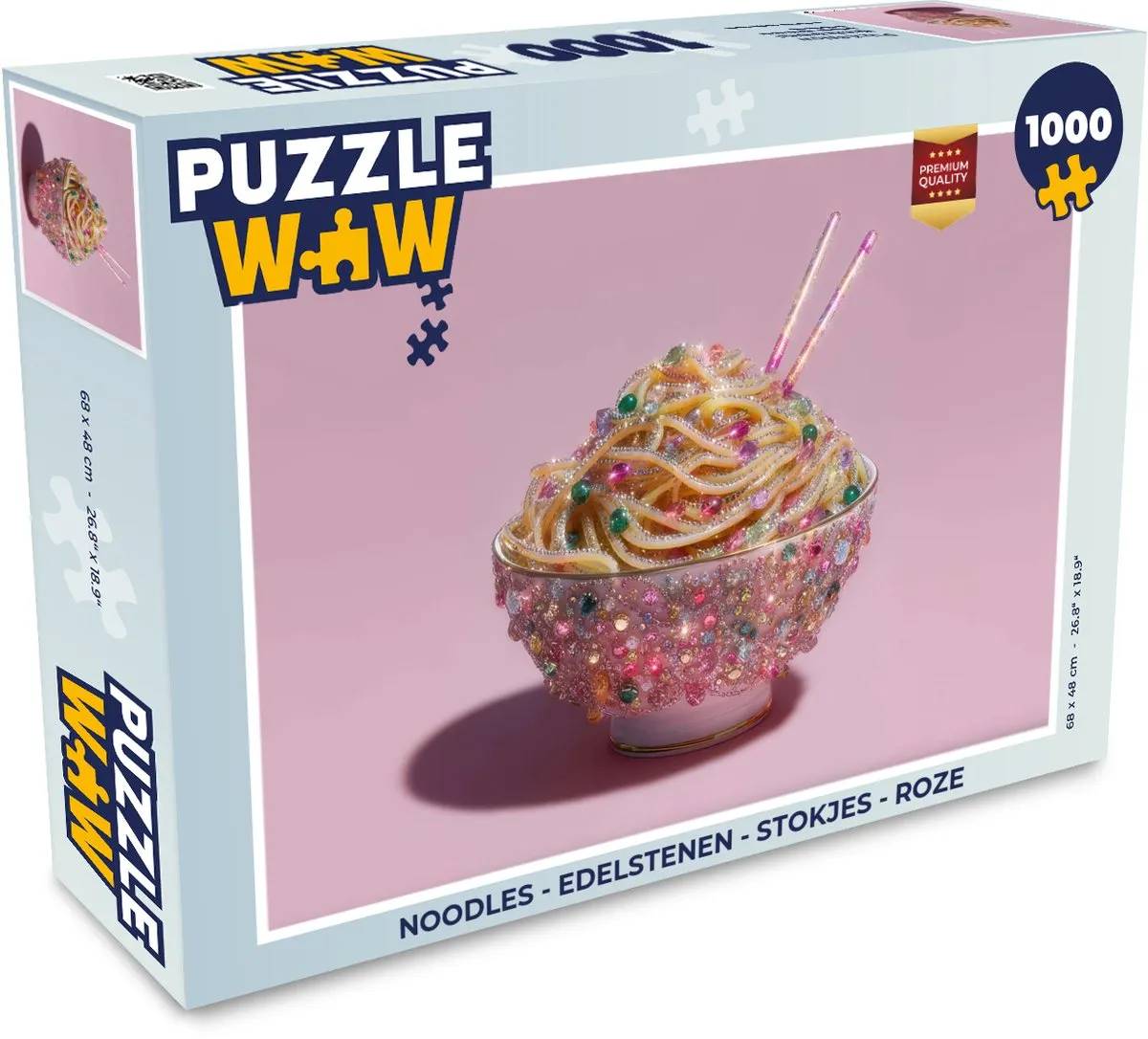 PuzzleWow Noodles Edelstenen Legpuzzel 1000 Stuks - Roze