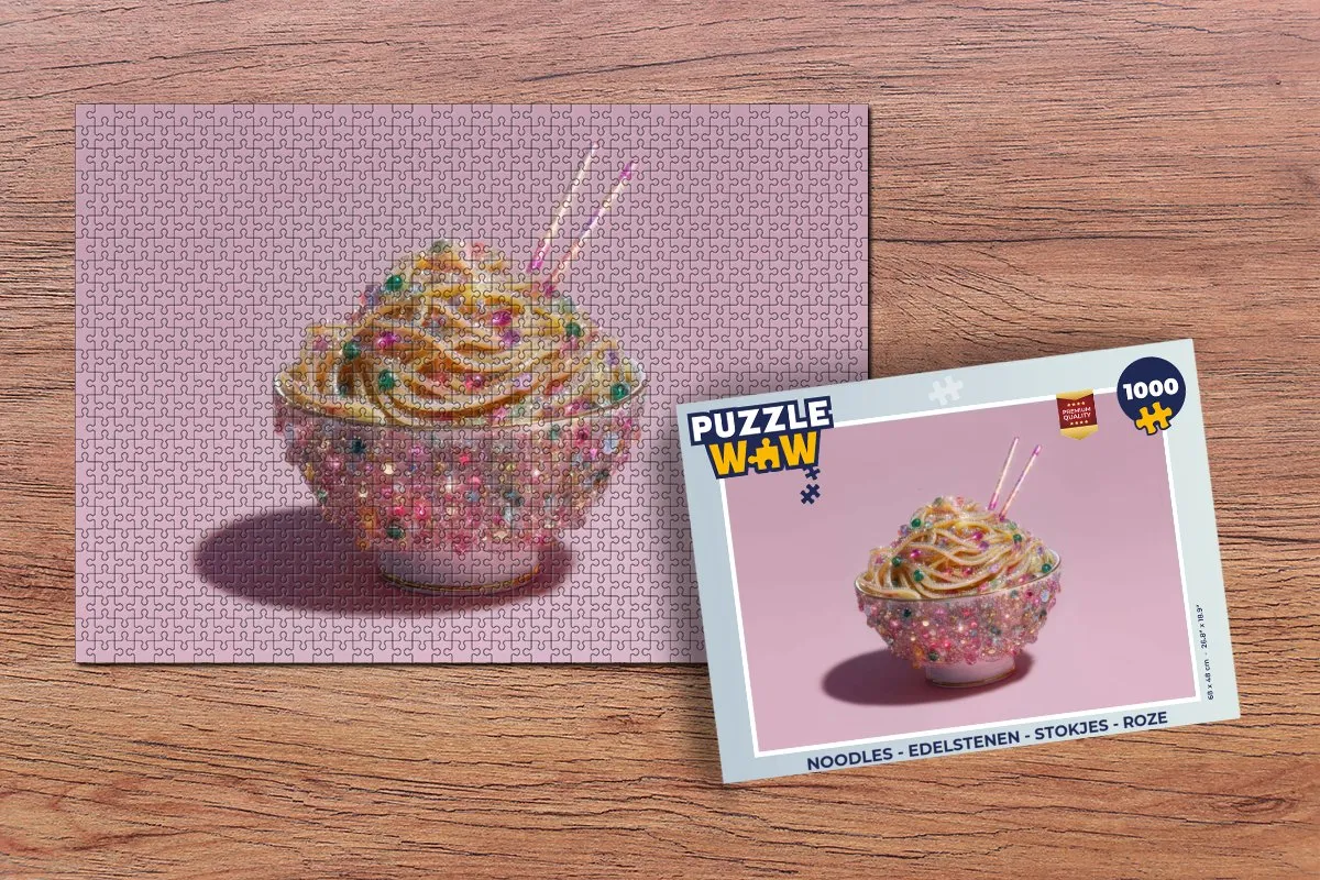 PuzzleWow Noodles Edelstenen Legpuzzel 1000 Stuks - Roze