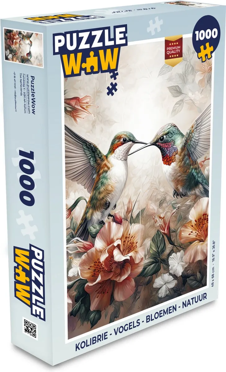 PuzzleWow Legpuzzel Kolibrie 1000 Stuks - Multicolor