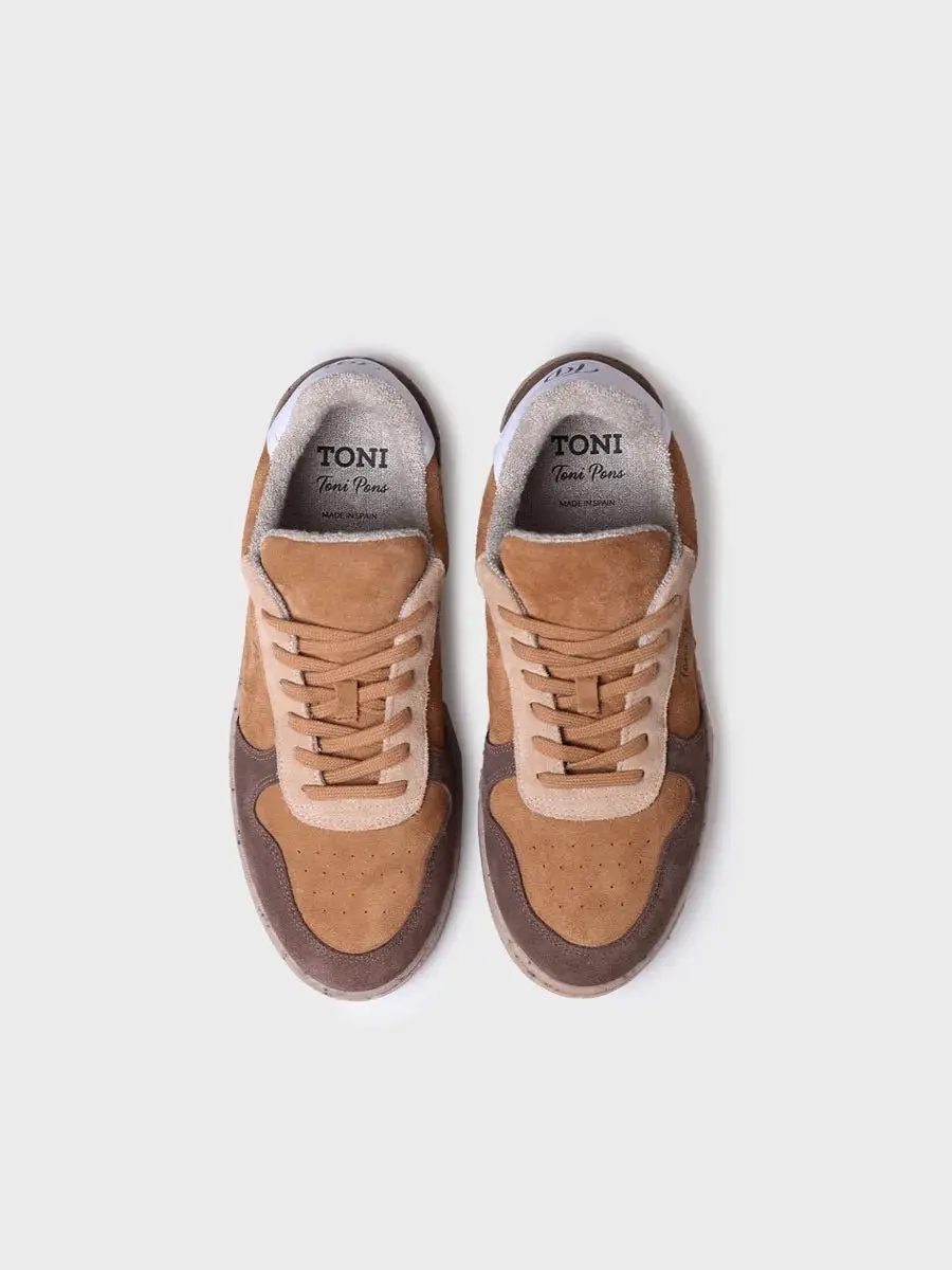 Herensneaker van suède en leer