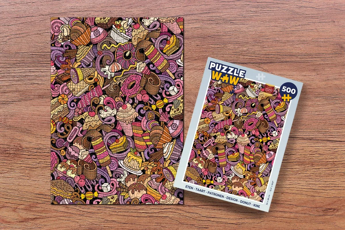 PuzzleWow Donut Design Legpuzzel 500 Stuks - Multicolor