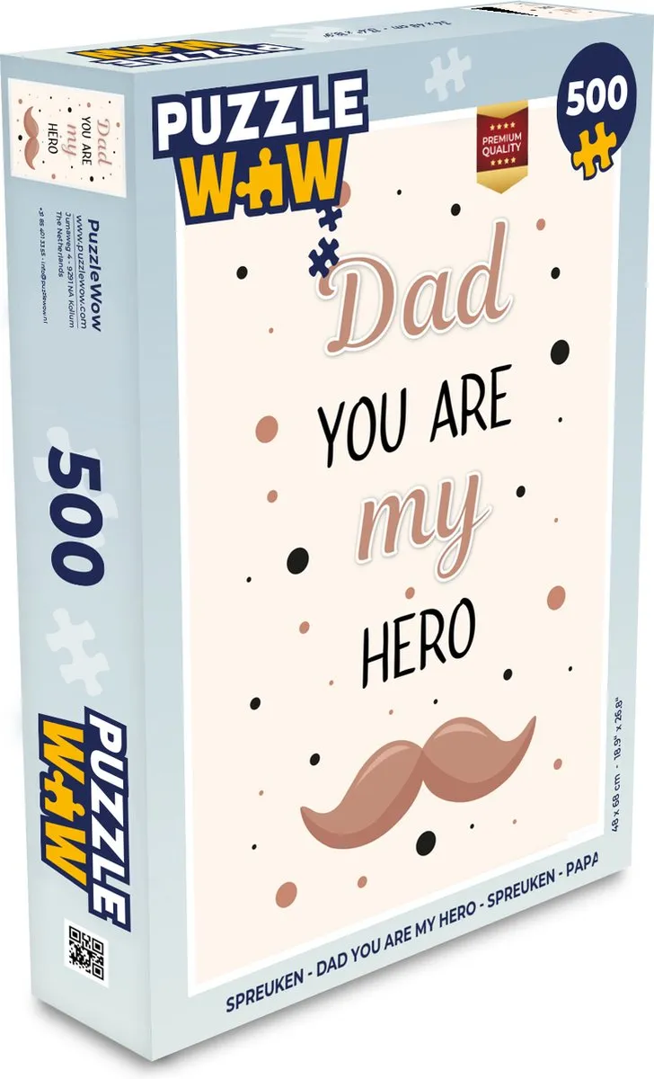 PuzzleWow Spreuken Dad you are my hero Legpuzzel 500 Stuks