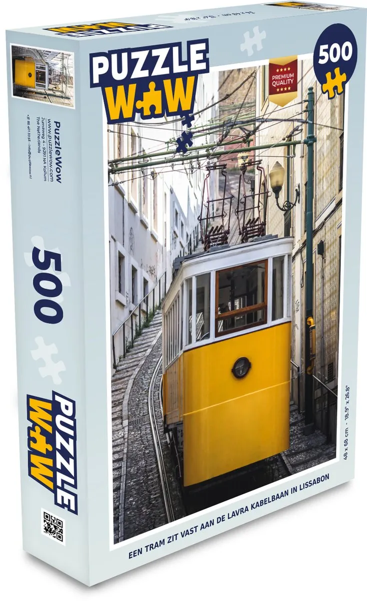 PuzzleWow Legpuzzel Een tram aan de Lavra kabelbaan Lissabon 500 Stuks - Multicolor