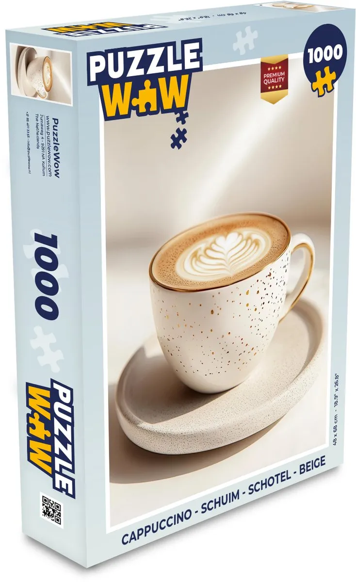 PuzzleWow Cappuccino Schotel Legpuzzel 1000 Stuks
