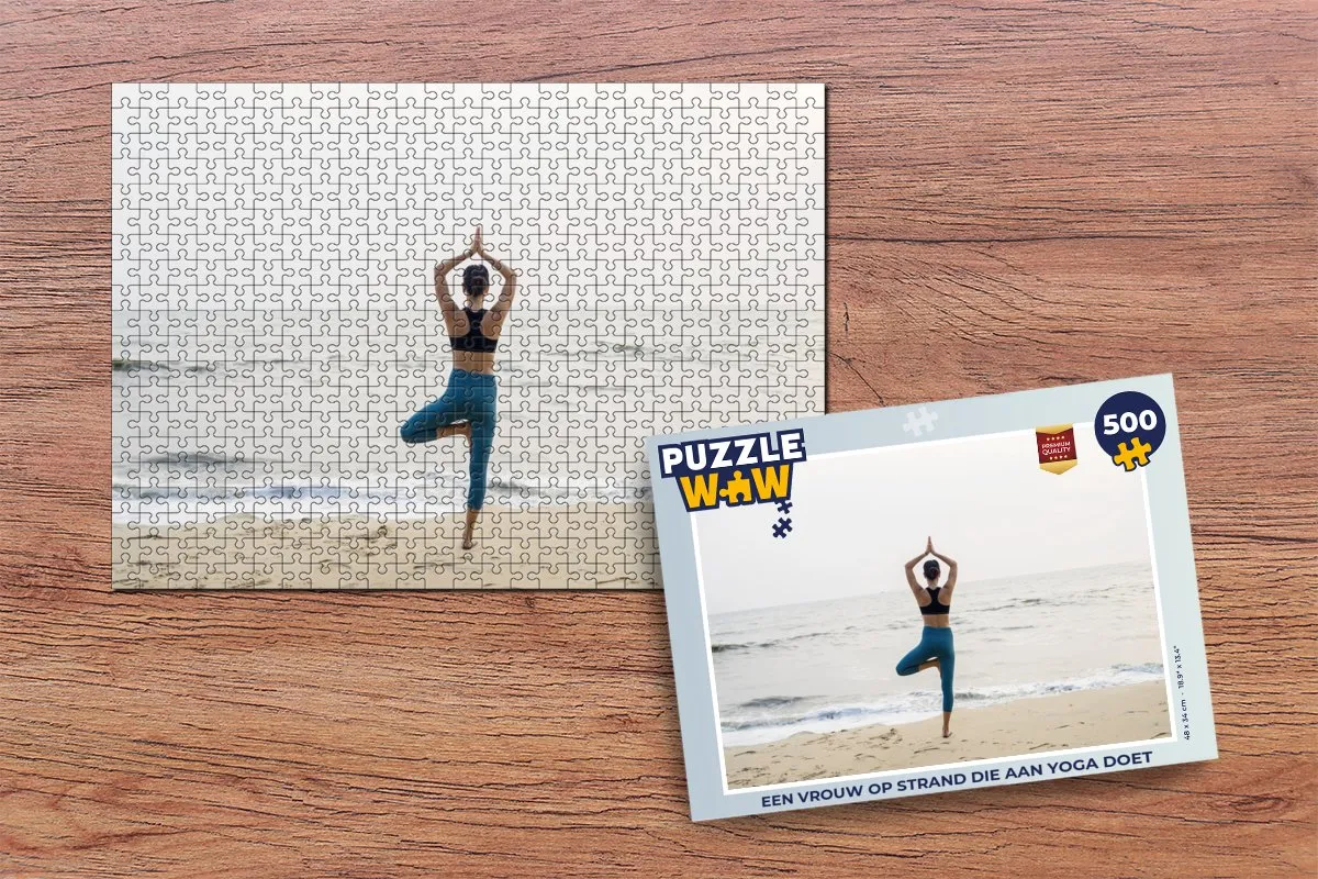 PuzzleWow Yoga op het Strand Legpuzzel 500 Stuks - Multicolor