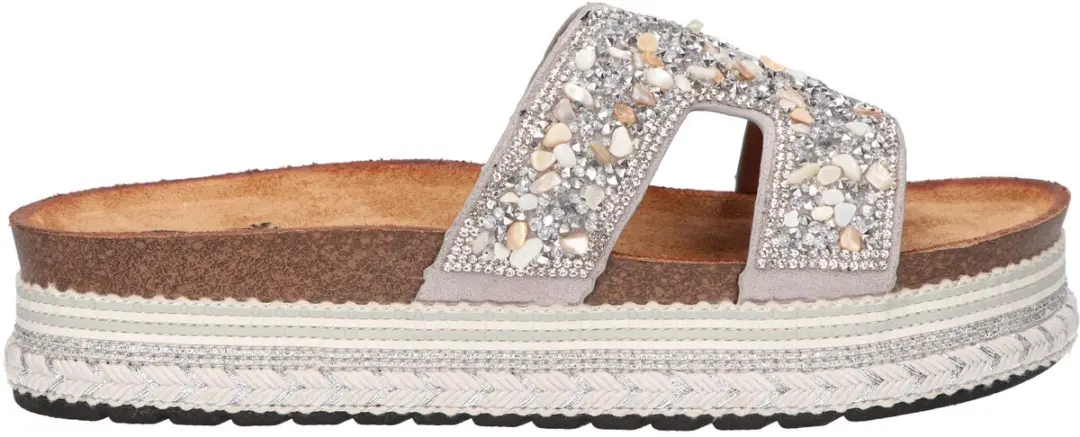 La Strada Platform Slipper Zilver Textiel