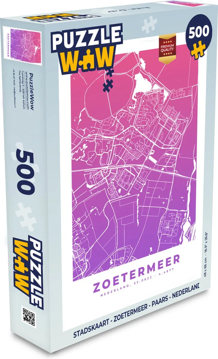 PuzzleWow Stadskaart Zoetermeer Legpuzzel 500 Stuks