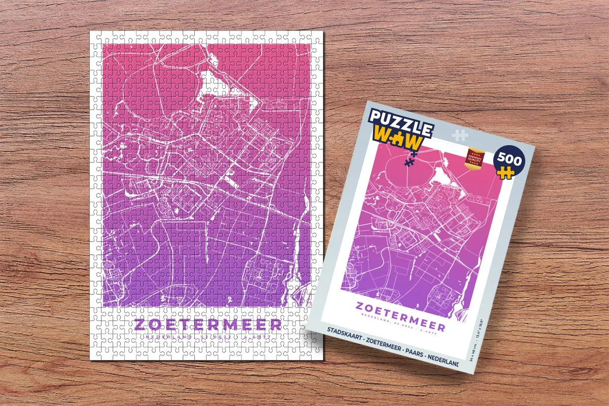 PuzzleWow Stadskaart Zoetermeer Legpuzzel 500 Stuks - Multicolor