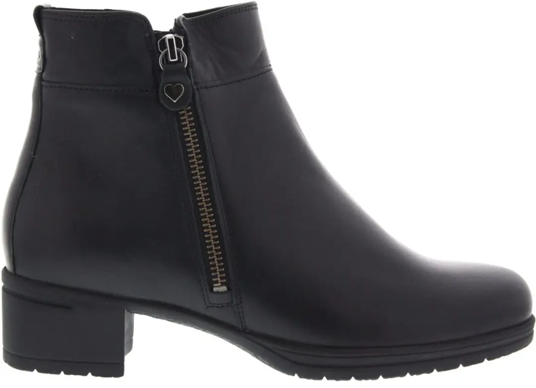 Dames Enkellaars Hartjes Hip Boot Schwarz Zwart