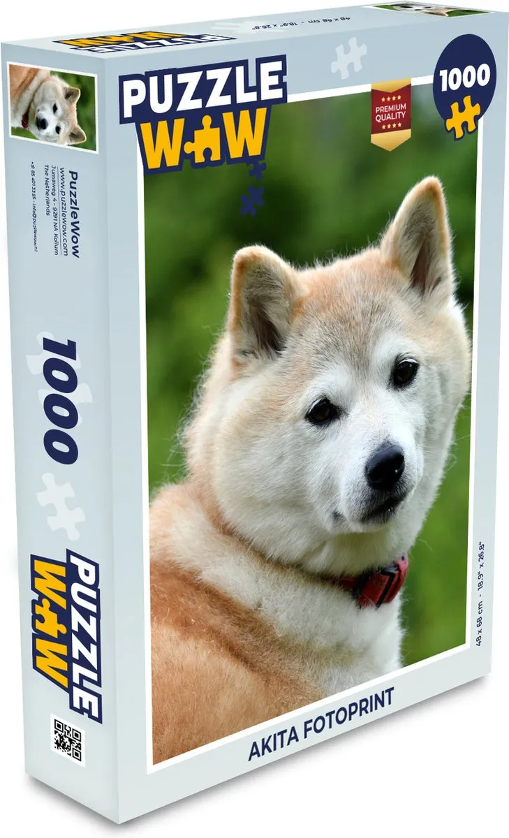 PuzzleWow Akita Fotoprint Legpuzzel 1000 Stuks