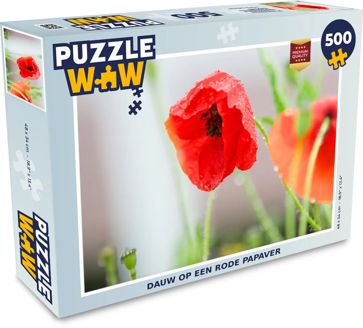 PuzzleWow Dauw op een rode papaver Legpuzzel 500 Stuks