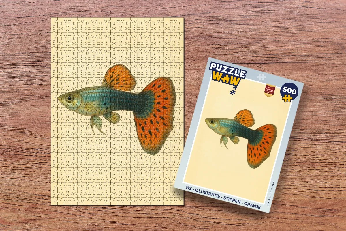 PuzzleWow Vis Illustratie Legpuzzel 500 Stuks - Oranje